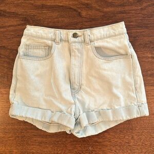 AMERICAN APPAREL Light Wash Denim High Waisted Cuffed Jean Shorts Size 26